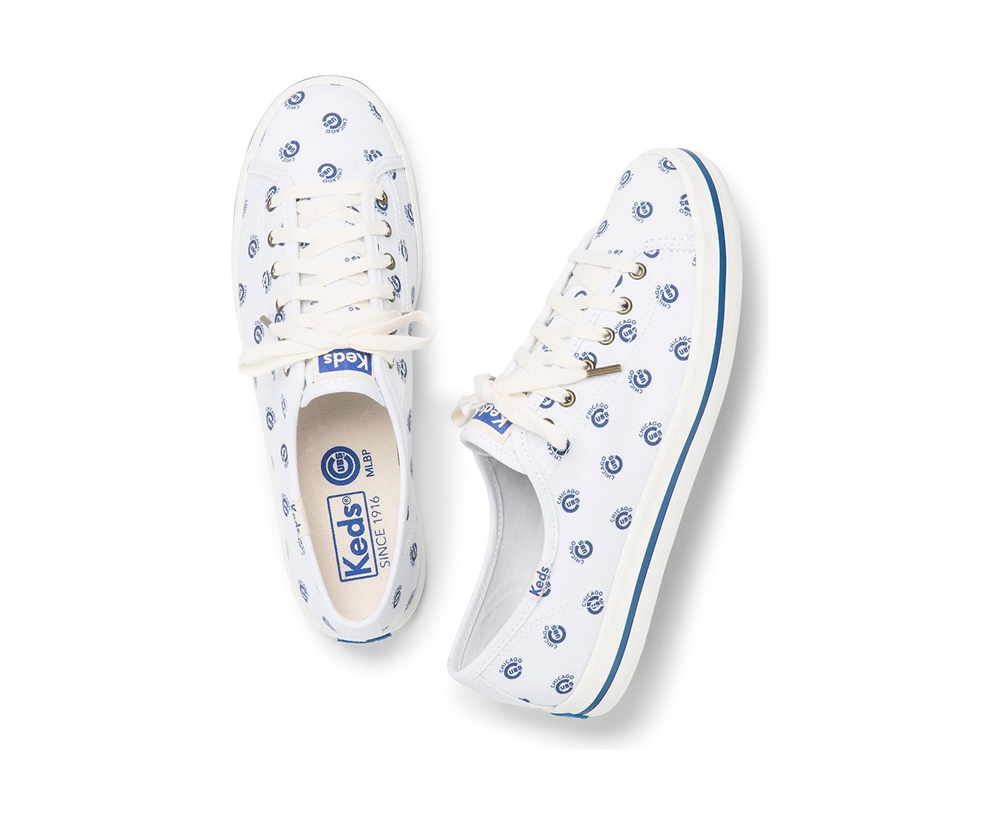 Basket Keds Femme Blanche/Bleu - Kickstart Mlb® - 251-UPBTIR